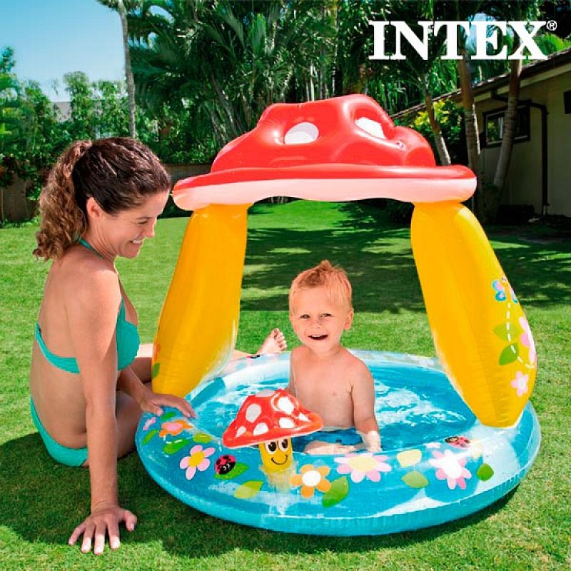 Nafukovací bazénik so slnečníkom v tvare hríbika 