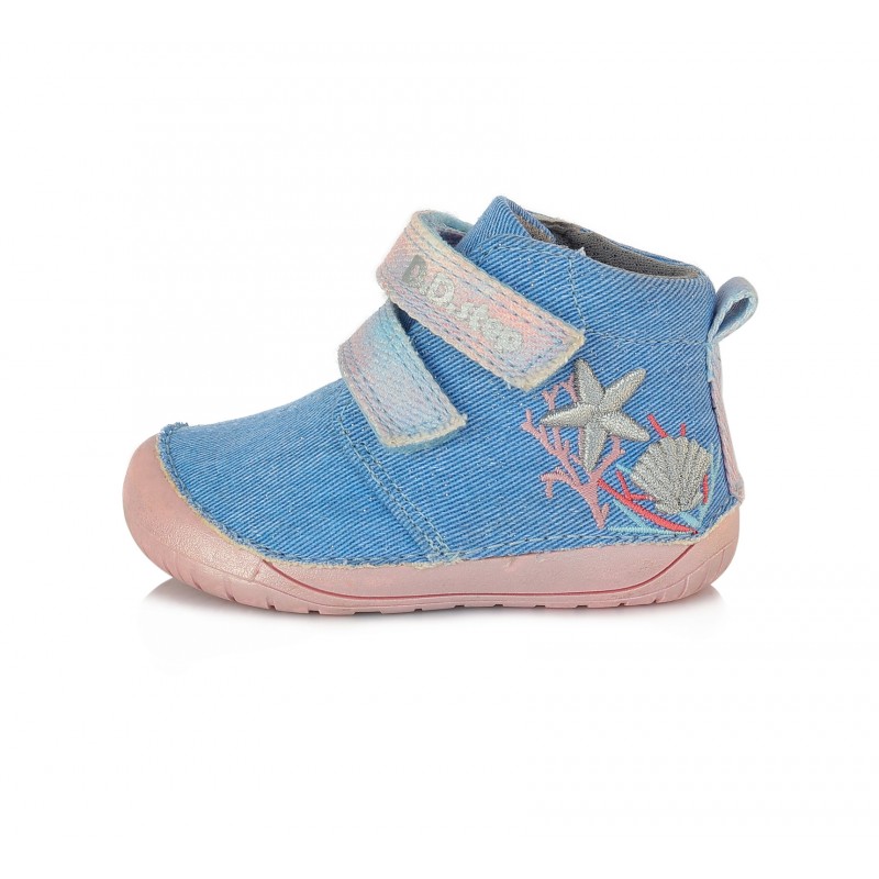 D. D. step dievčenská detská plátená obuv BAREFOOT blue C070-186 veľkosť 20-25