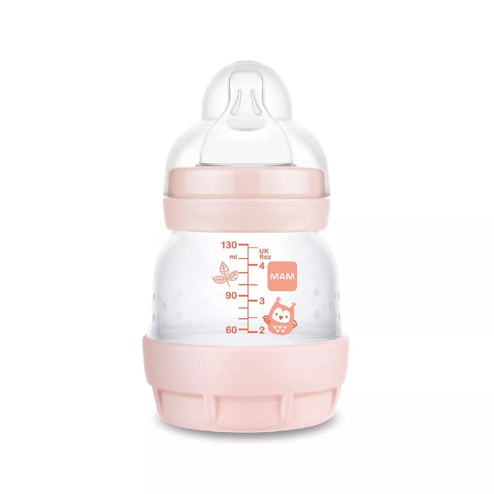 Mam Anti Colic 130ml+Start soothers Mixed colors plastová cumlíková fľaša pink