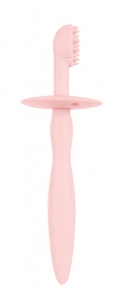 CANPOL Zubná kefka silikónová s hryzačkou pink