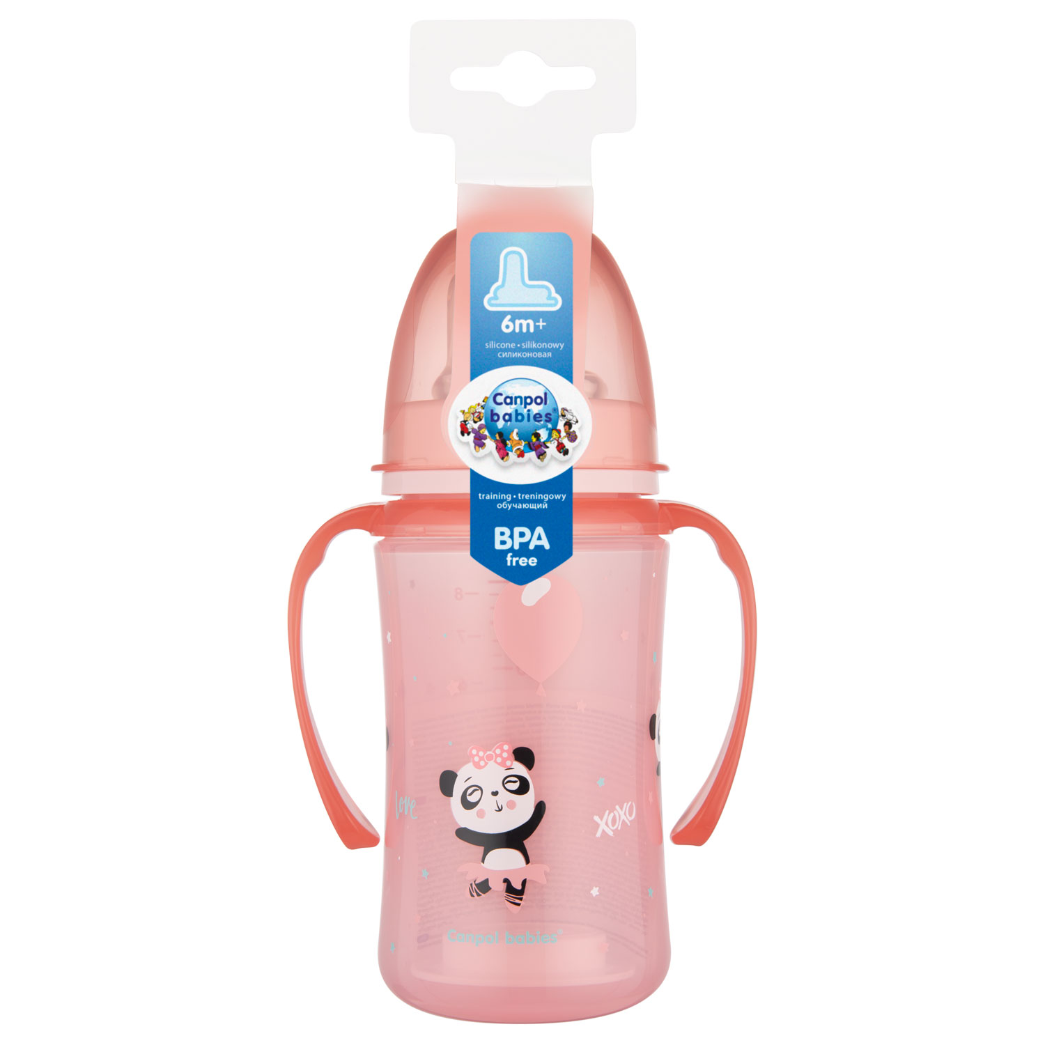 Canpol babies Cvičný pohár EXOTIC ANIMALS 240 ml pink