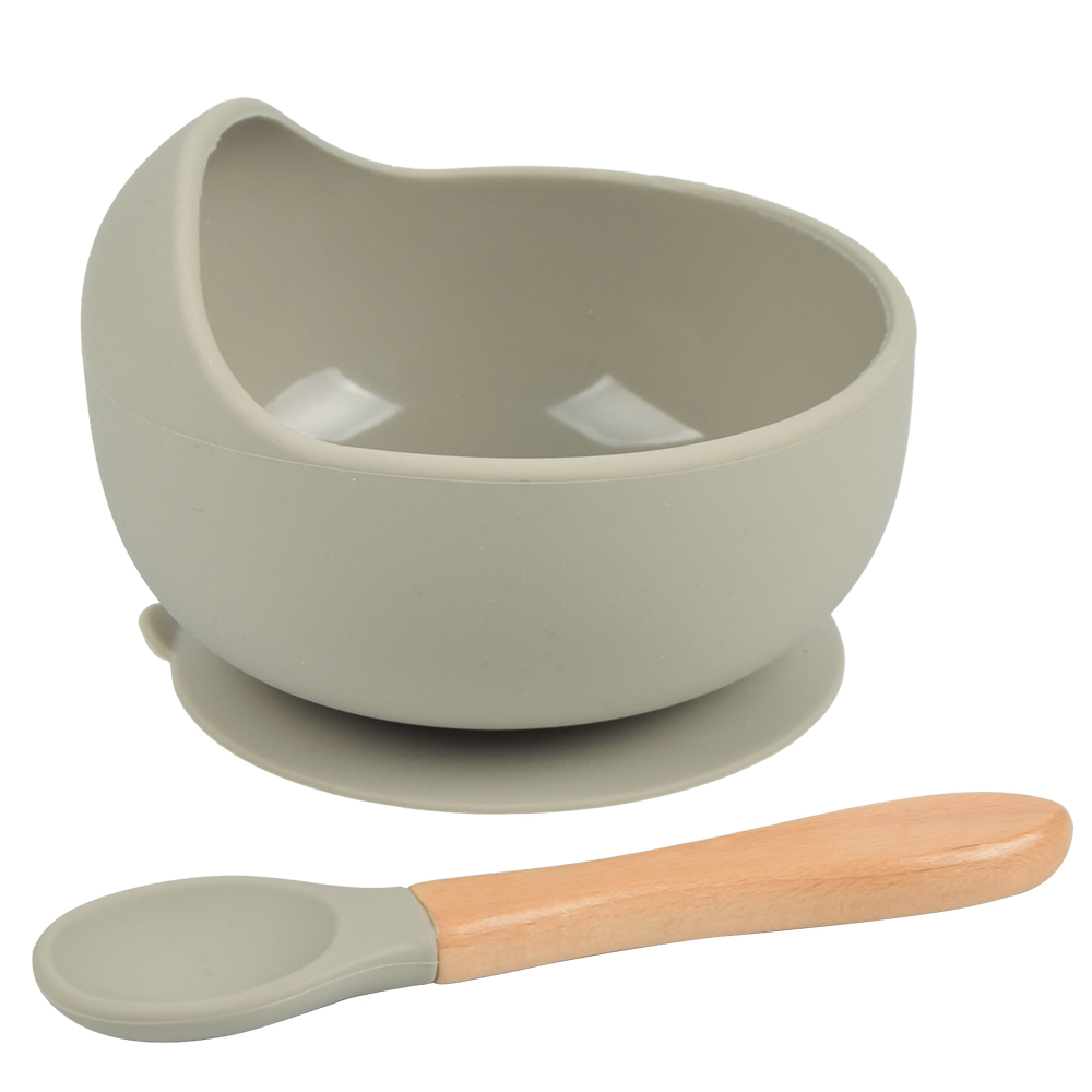 Martons SET – silikonová miska Classic s prísavkou + lyžička Beige