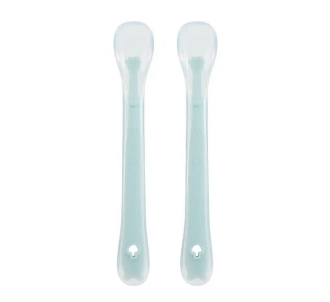 Martons Prvé lyžičky silikónové mäkkým koncom Light blue 2ks