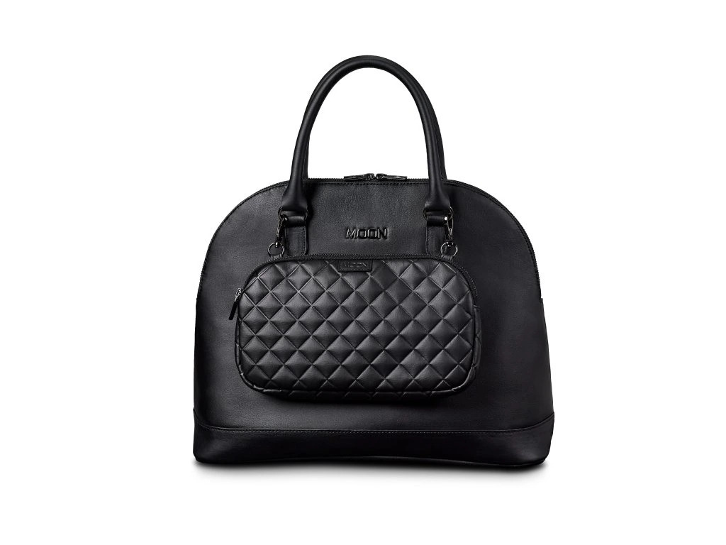 Moon Fashion Bag Black Leather taška na plienky