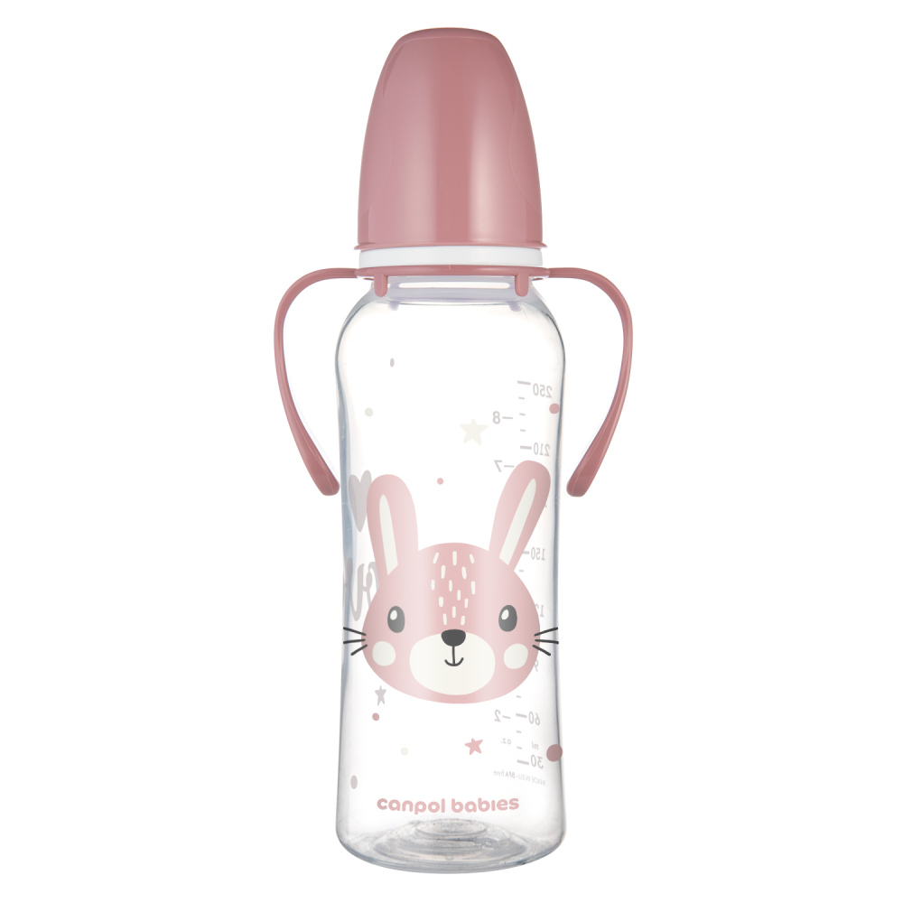 Canpol babies Fľaša úzkohrdlá s úchytmi CUTE ANIMALS 250ml zajac