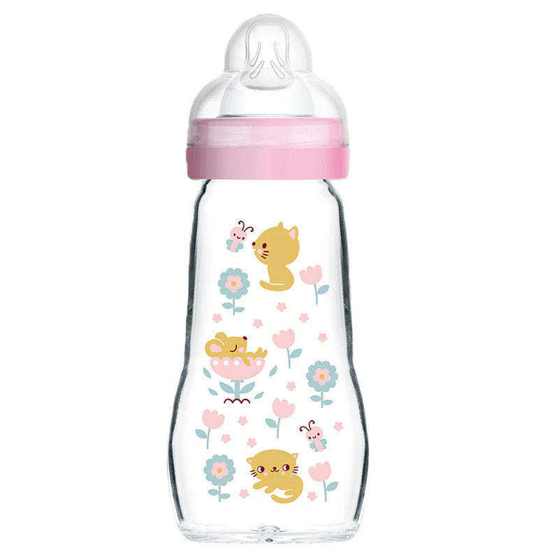 Mam SKLENENÁ FĽAŠA 260ML FEEL GOOD pink