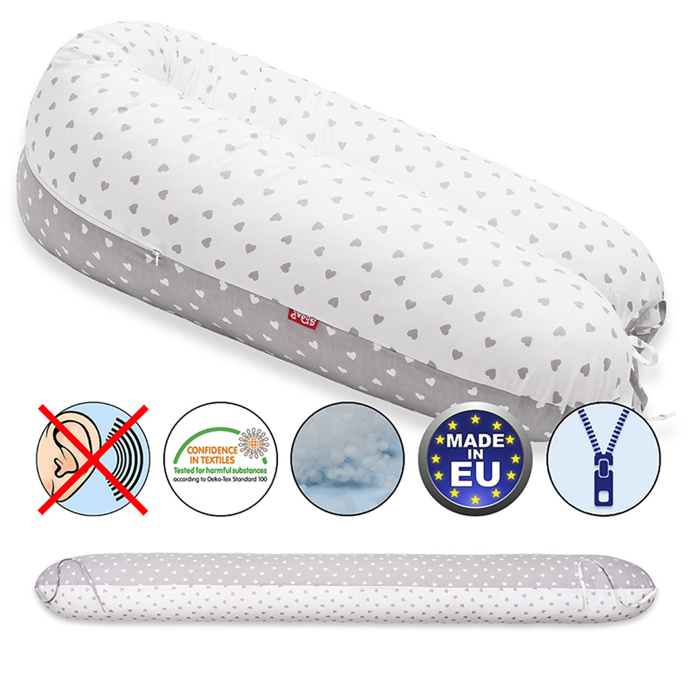 Scamp Vankúšik na kojenie Little Heart White Grey