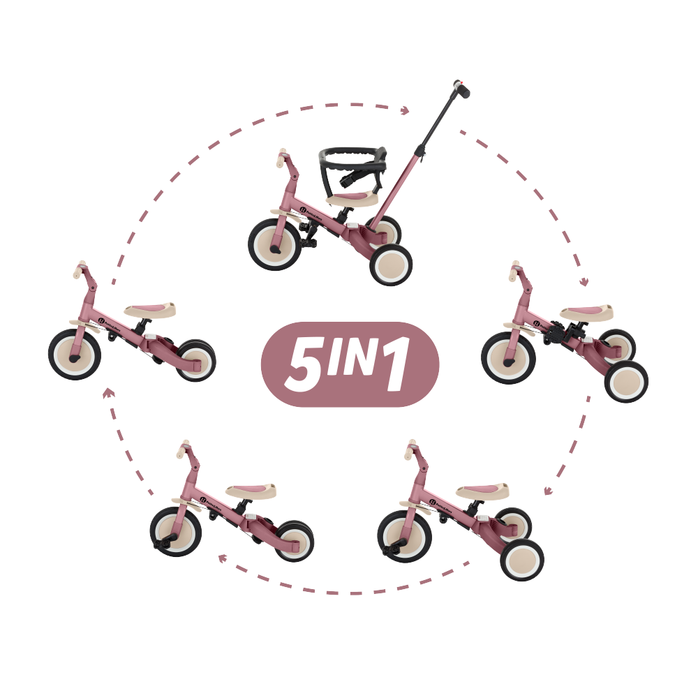 PETITE&MARS Trojkolka multifunkčná 5v1 Turbo Dusty Rose