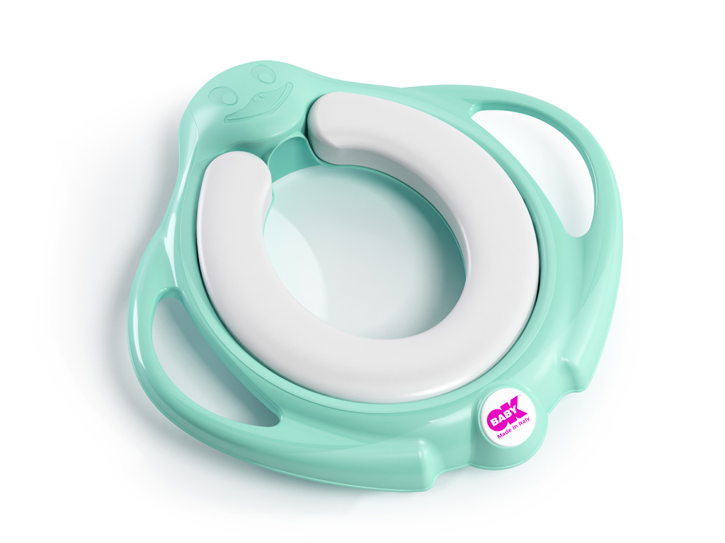 OK BABY Redukcia na WC mäkká protišmyková s rukoväťami Pinguo Soft Sky blue