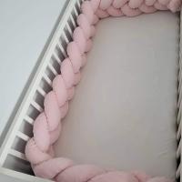 Handmade pletenec do postieľky - 240 cm - ružový