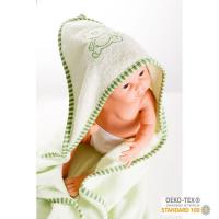 Detská osuška Vaganza 110 x 110 cm zelená s motívom medvedíka