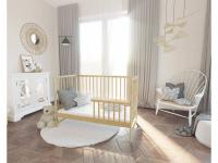 Drevená postieľka/pohovka + zábrana Magdaléna borovica