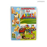 Stavebnica vláčik s traktorom a zvieratká Superpack 3v1 Dohány veľké kocky s potlačou od 18+
