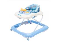 Baby Mix Detské chodítko s volantom a silikónovými kolieskami - Svetlo modré