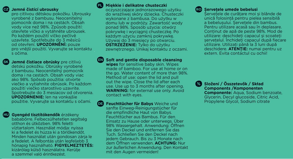 12x PETITE&amp;MARS Obrúsky vlhčené SO PURE bambusové bioodbúrateľné 56 ks (720 ks)