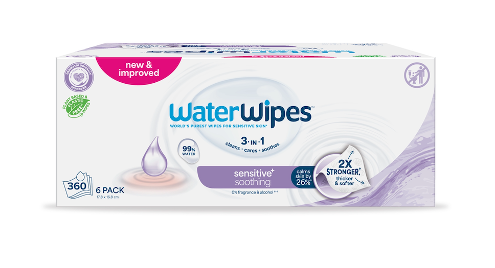 6x WATERWIPES Obrúsky vlhčené Soothing clean bez obsahu plastov 60 ks ( 360 ks )