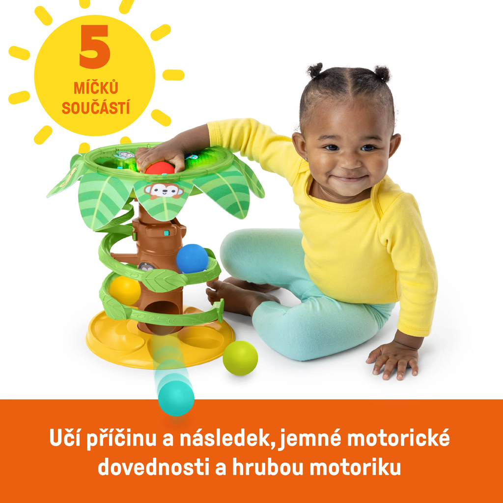 BRIGHT STARTS Dráha guľôčková hudobná Tropical Twirl 6m+