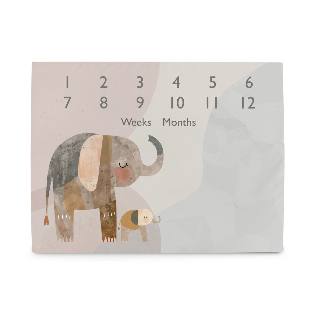 CEBA BABY Podložka míľniková na fotenie (92x72) Basic Elephant Family