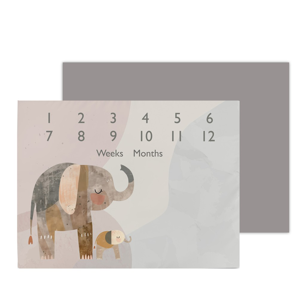 CEBA BABY Podložka míľniková na fotenie (92x72) Basic Elephant Family