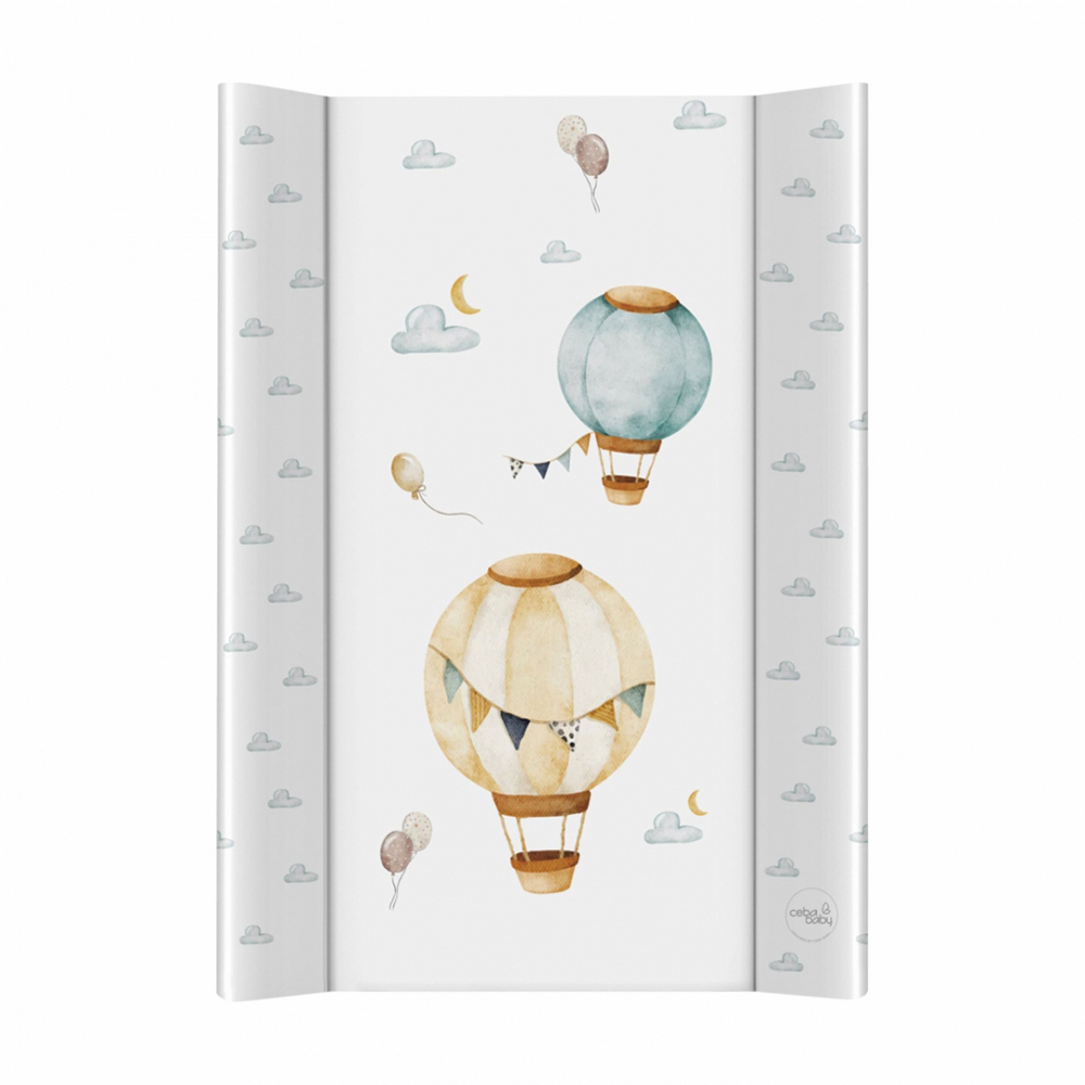 CEBA BABY Podložka prebaľovacia 2-hranná s pevnou doskou (50x70) Basic Balloons