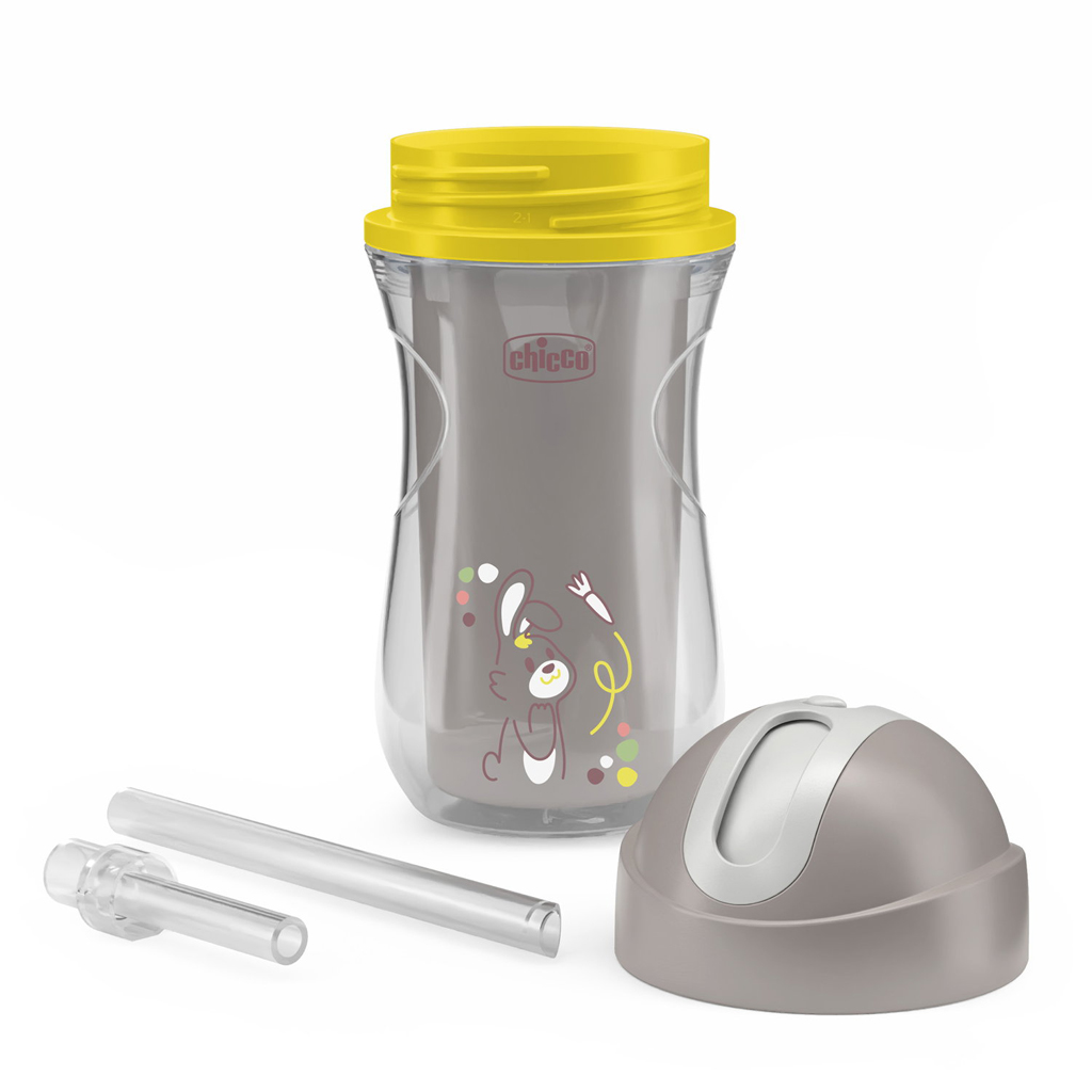 CHICCO Hrnček Sport so slamkou grey, 14m+