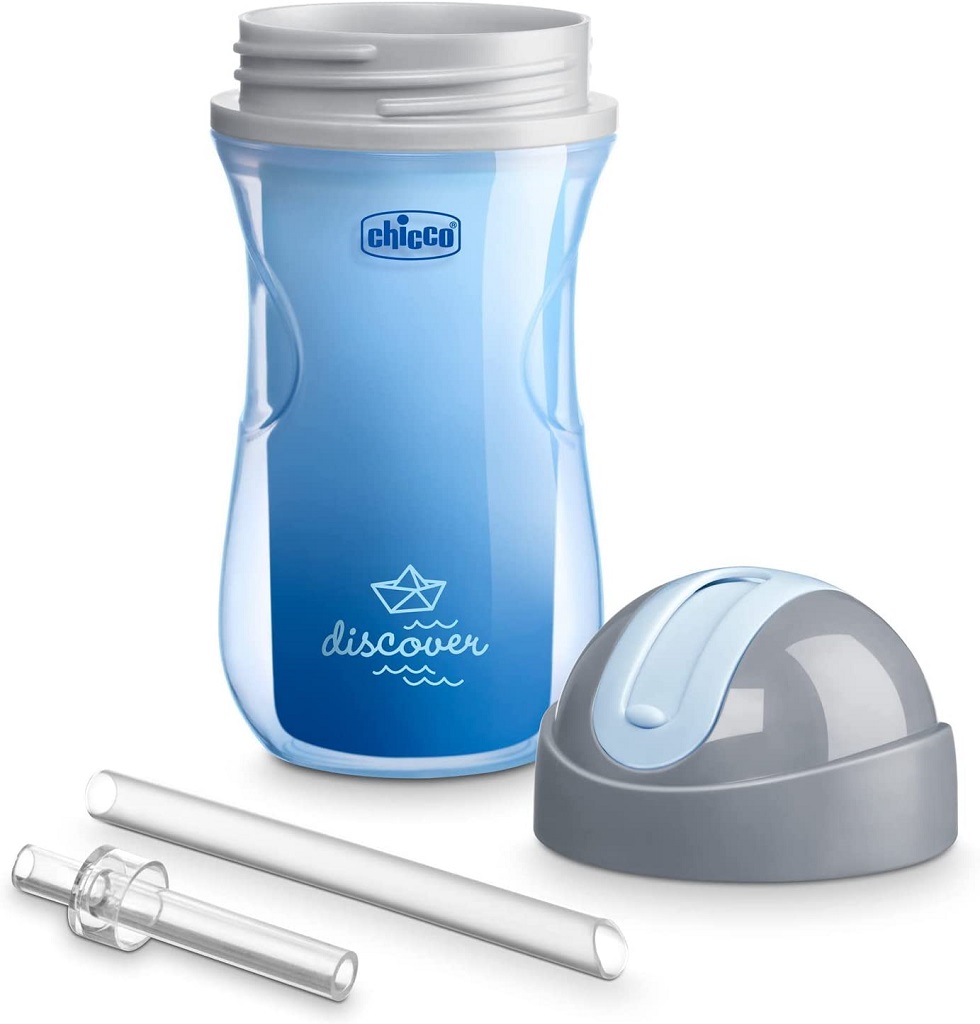 CHICCO Hrnček Sport termo so slamkou 266 ml modrý 14m+