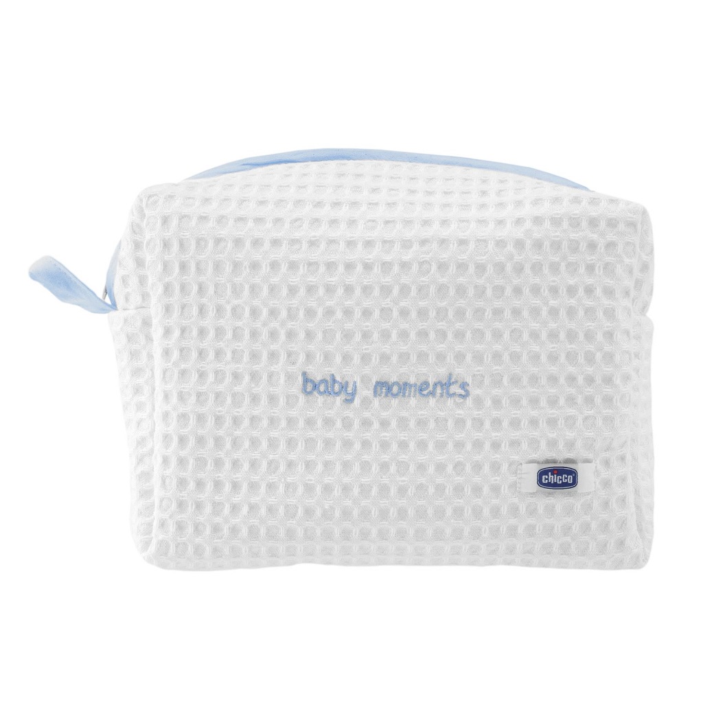 CHICCO Taštička kozmetická na zips Baby Moments modrá