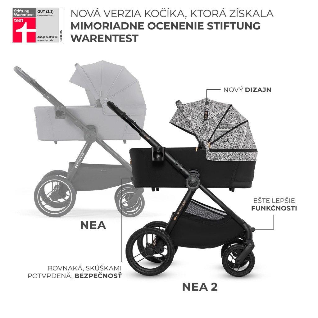 KINDERKRAFT Kočík kombinovaný Nea 2 2v1 Lunar Black Bizuu