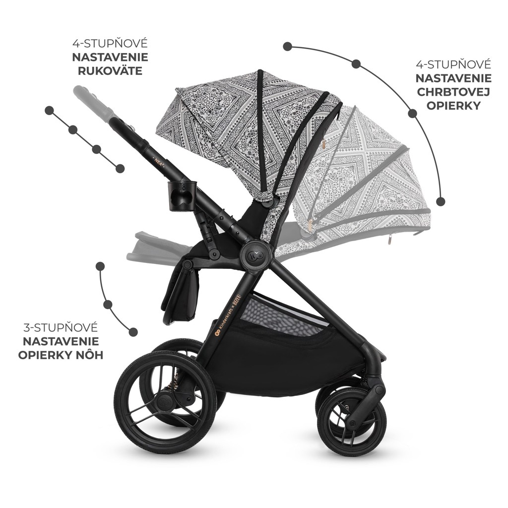 KINDERKRAFT Kočík kombinovaný Nea 2 2v1 Lunar Black Bizuu