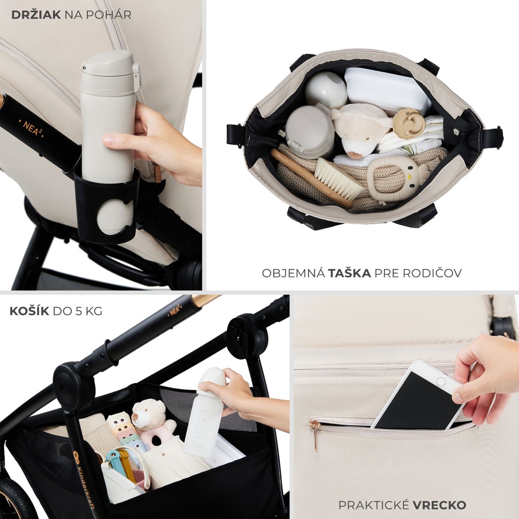 KINDERKRAFT Kočík kombinovaný Nea 2 2v1 Lunar Black Bizuu