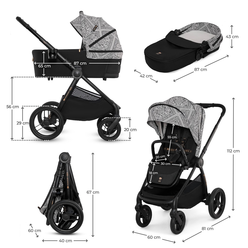KINDERKRAFT Kočík kombinovaný Nea 2 2v1 Lunar Black Bizuu