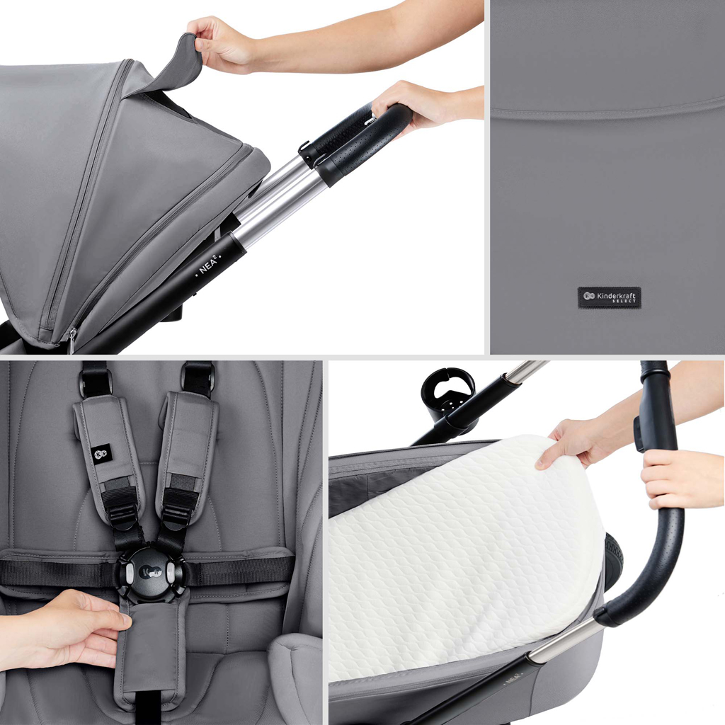 KINDERKRAFT Kočík kombinovaný Nea 2 2v1 Platinum Grey