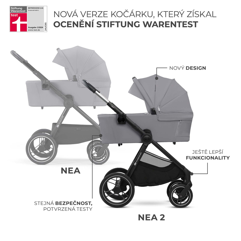 KINDERKRAFT Kočík kombinovaný Nea 2 2v1 Platinum Grey