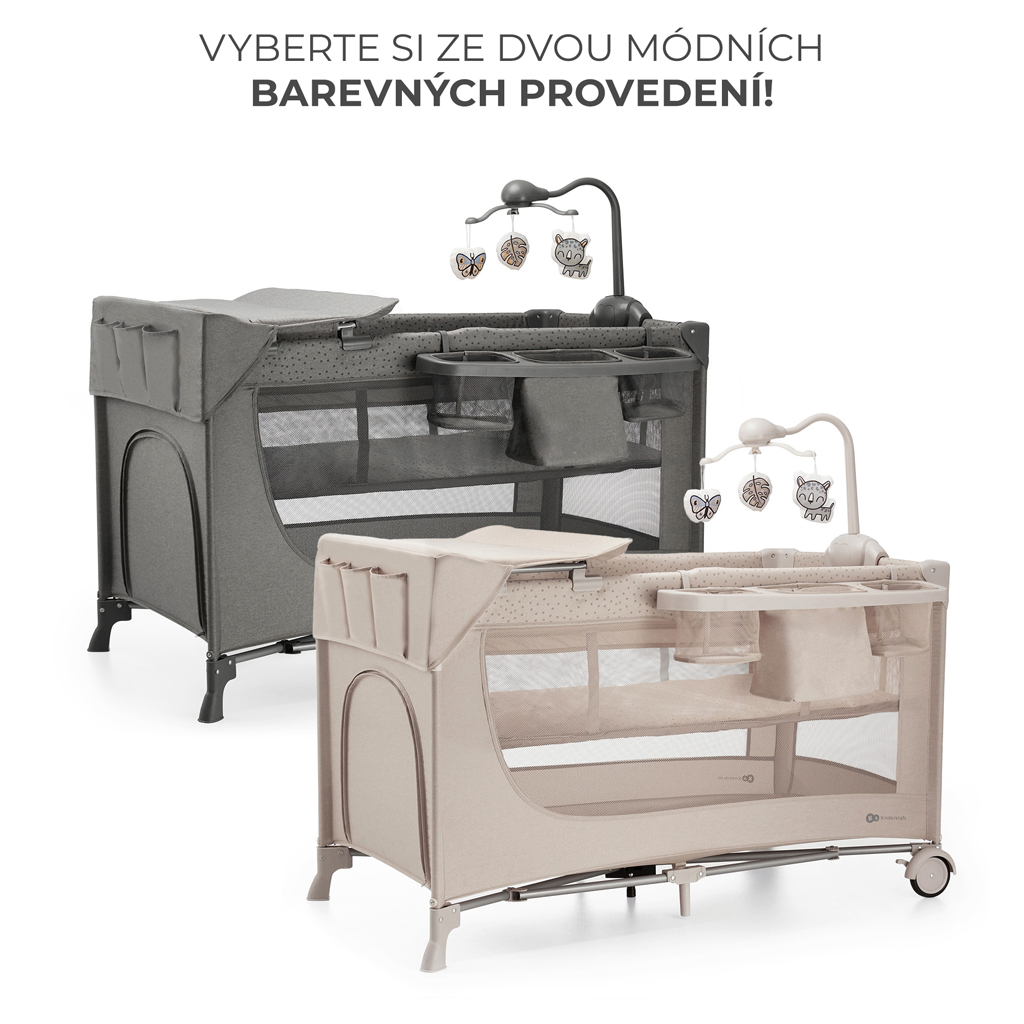 KINDERKRAFT Postieľka cestovná Joy 2 s doplnkami Beige