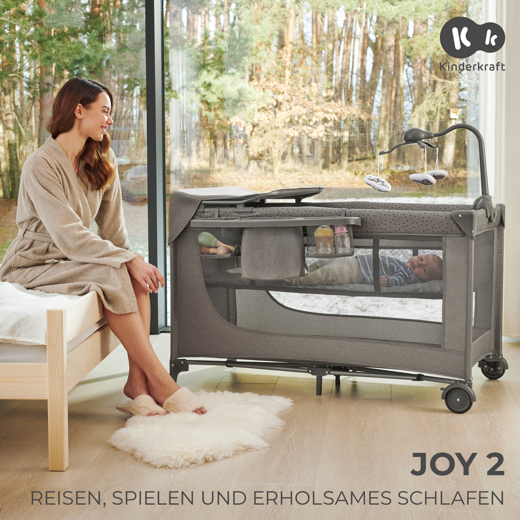 KINDERKRAFT Postieľka cestovná Joy 2 s doplnkami Beige
