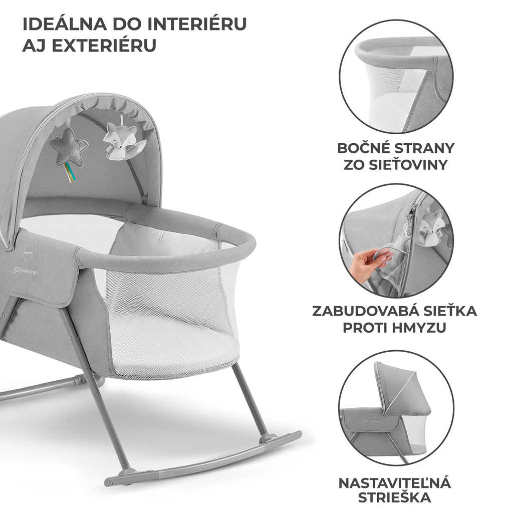 KINDERKRAFT Postieľka detská 3v1 Lovi Gray