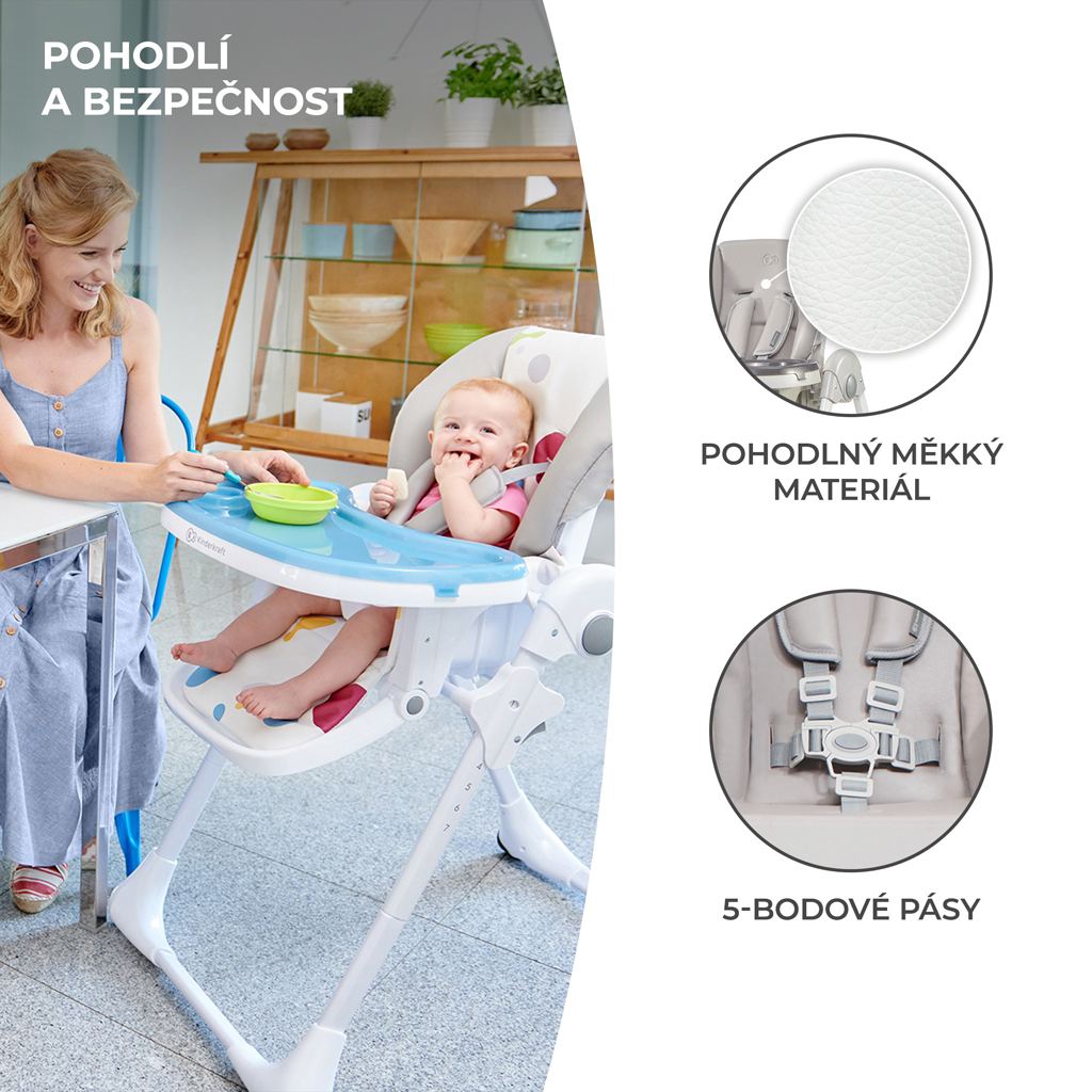 KINDERKRAFT Stolička jedálenská Yummy Grey