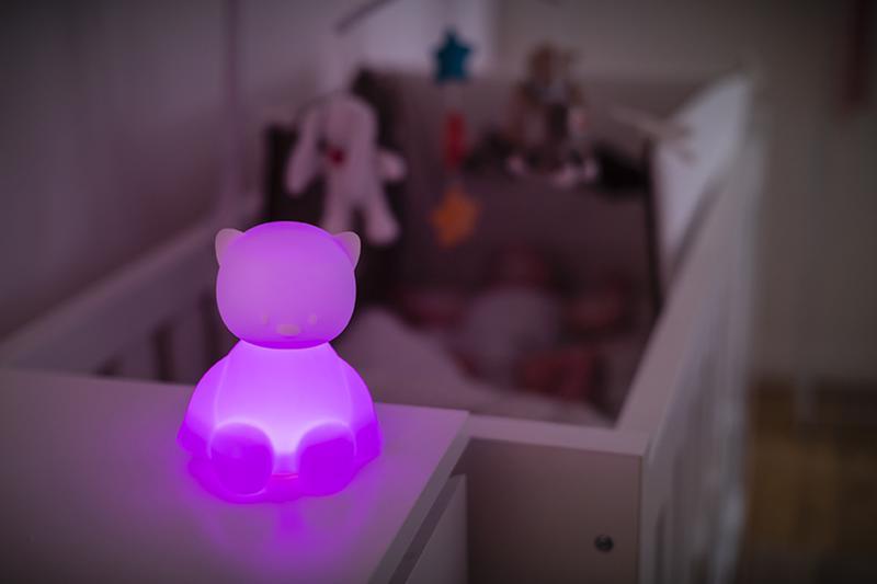 NATTOU Svetielko nočné silikónové so senzorom plaču Lapidou mačička