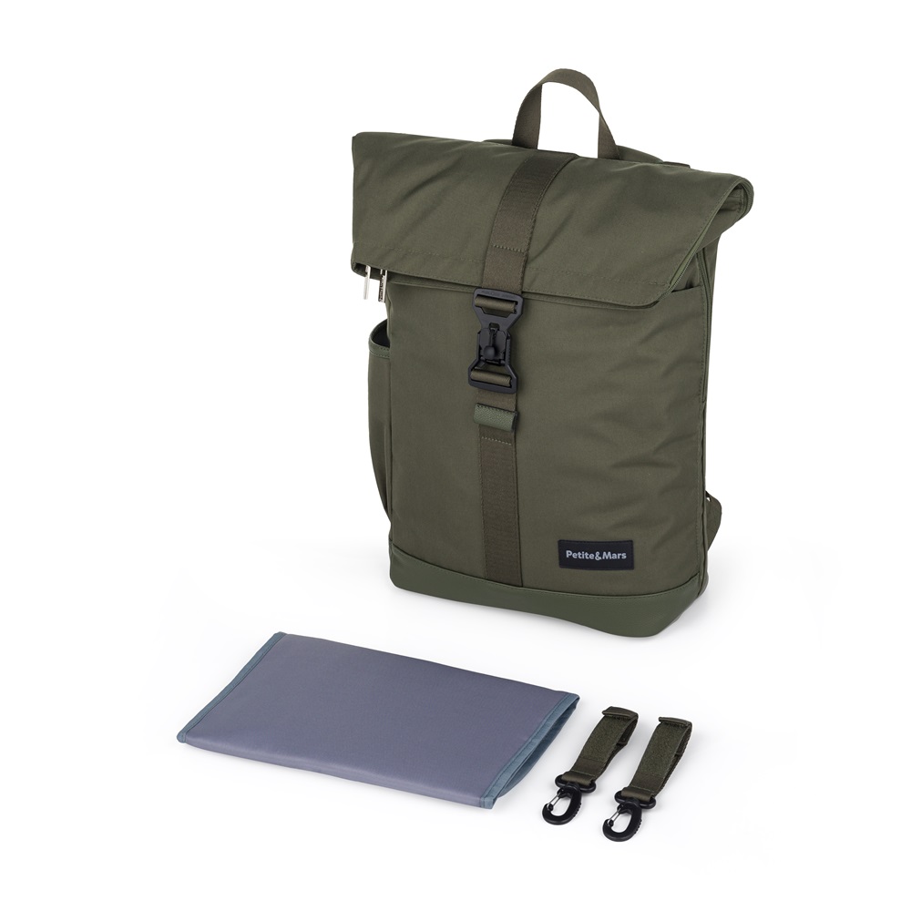 PETITE&amp;MARS Batoh prebaľovací na kočík Jackob Military Green