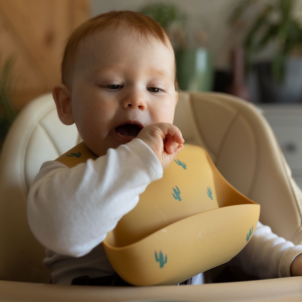 PETITE&amp;MARS Podbradník silikónový Take&amp;Match Green Dinos 6m+