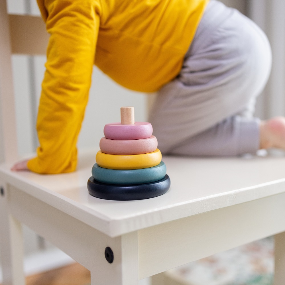 PETITE&amp;MARS Hračka drevená skladacia Orbit Wood of Mars 36m+ Aurora Pink