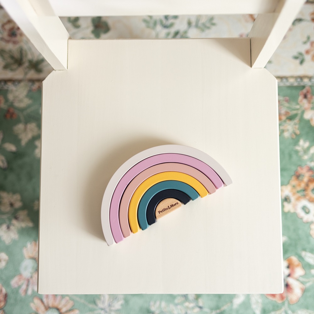 PETITE&amp;MARS Hračka drevená skladacia Stardust Wood of Mars 24m+ Aurora Pink