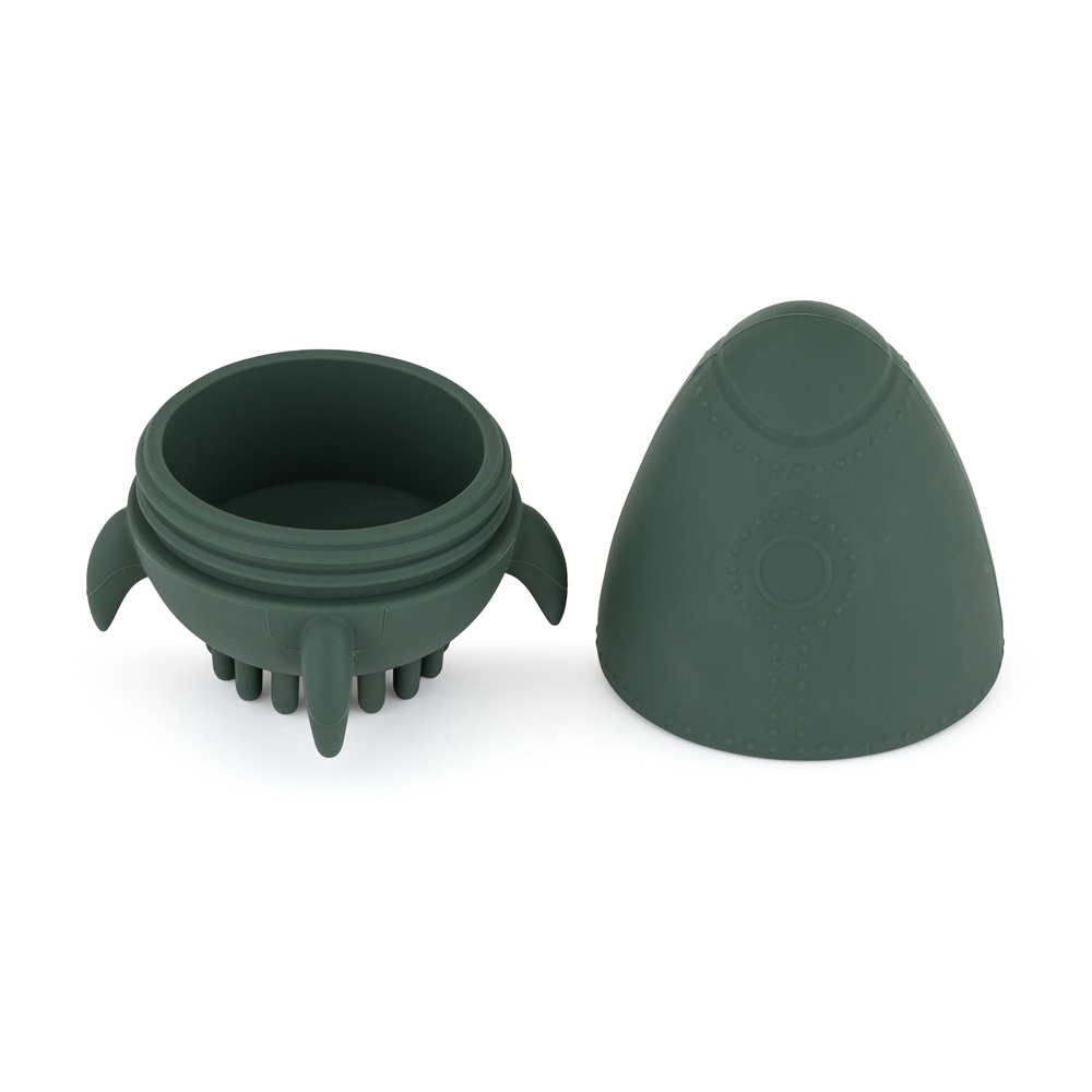 PETITE&amp;MARS Hračka silikónová do vody s kefkou Splashy Rocket Misty Green 6m+