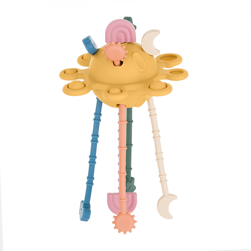 PETITE&amp;MARS Hračka silikónová senzorická Crazy planet Intense Ochre 10m+