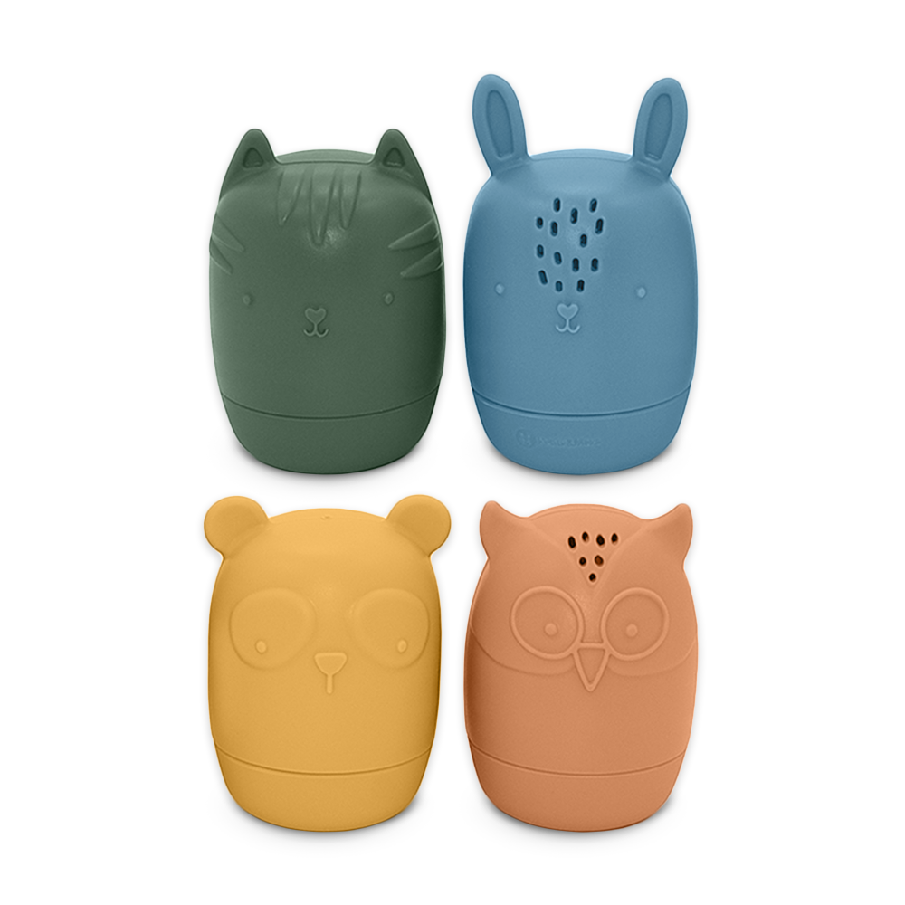 PETITE&amp;MARS Hračky silikónové do vody AMIGOS 4 ks 6m+