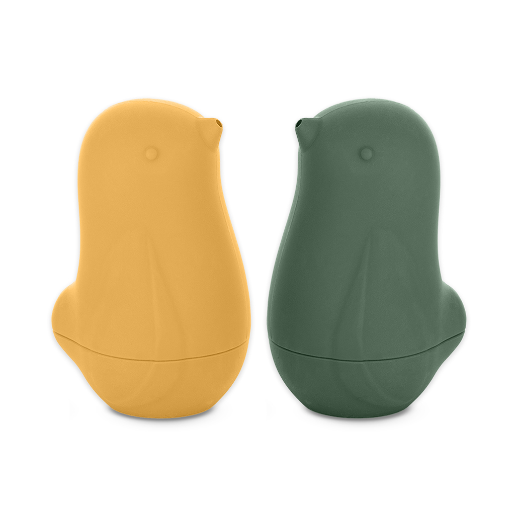 PETITE&amp;MARS Hračky silikónové do vody Love birds Ochre Green 6m+