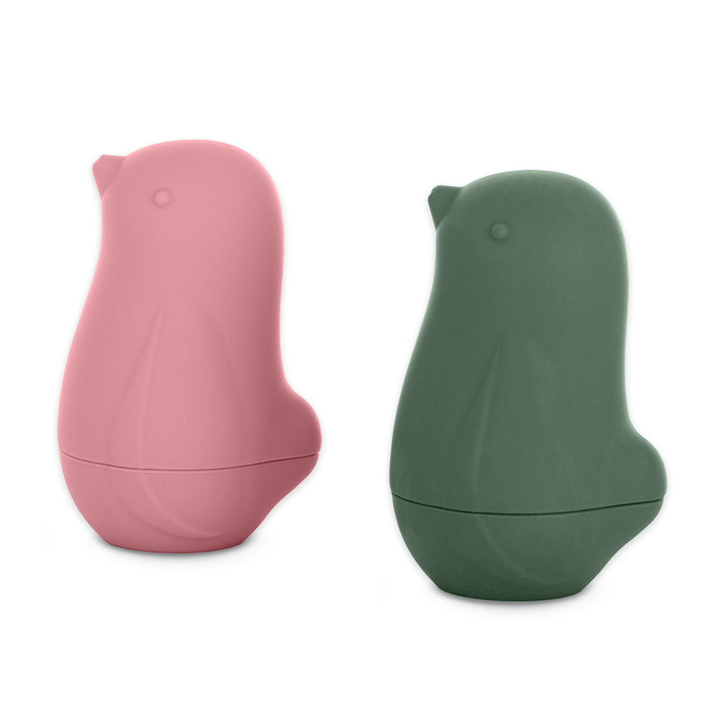 PETITE&MARS Hračky silikónové do vody Love birds Rose Green 6m+