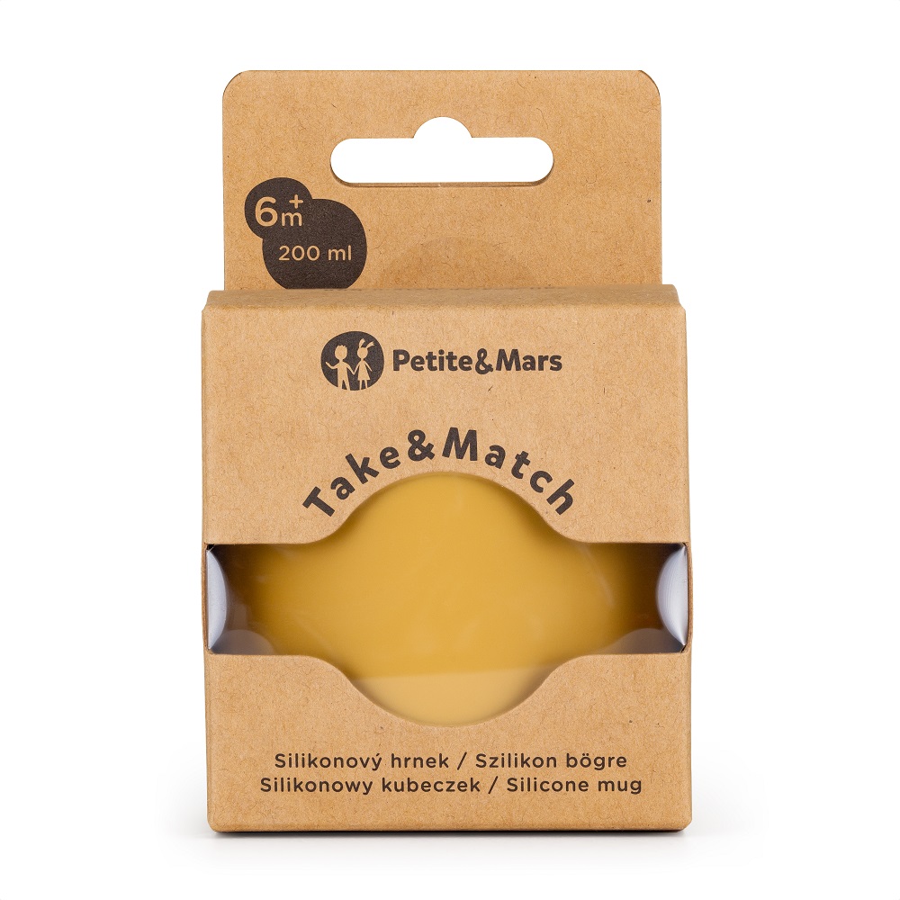 PETITE&amp;MARS Hrnček silikonový Take&amp;Match Intense Ochre 6m+