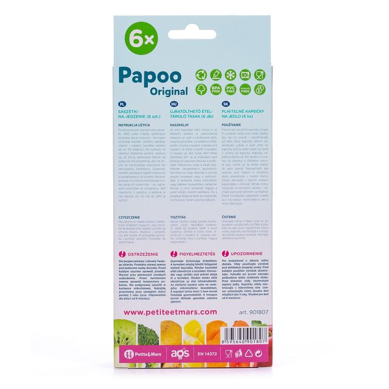 PETITE&amp;MARS Kapsička na jedlo Papoo Original Elephant 6 ks