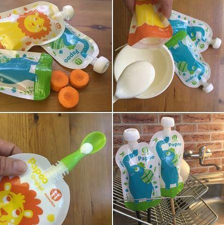 PETITE&amp;MARS Kapsička na jedlo Papoo Original Elephant 6 ks